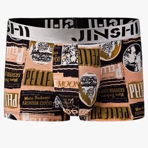 NWT JINSHI White, Navy & Orange Soft Graphic Boxer Briefs